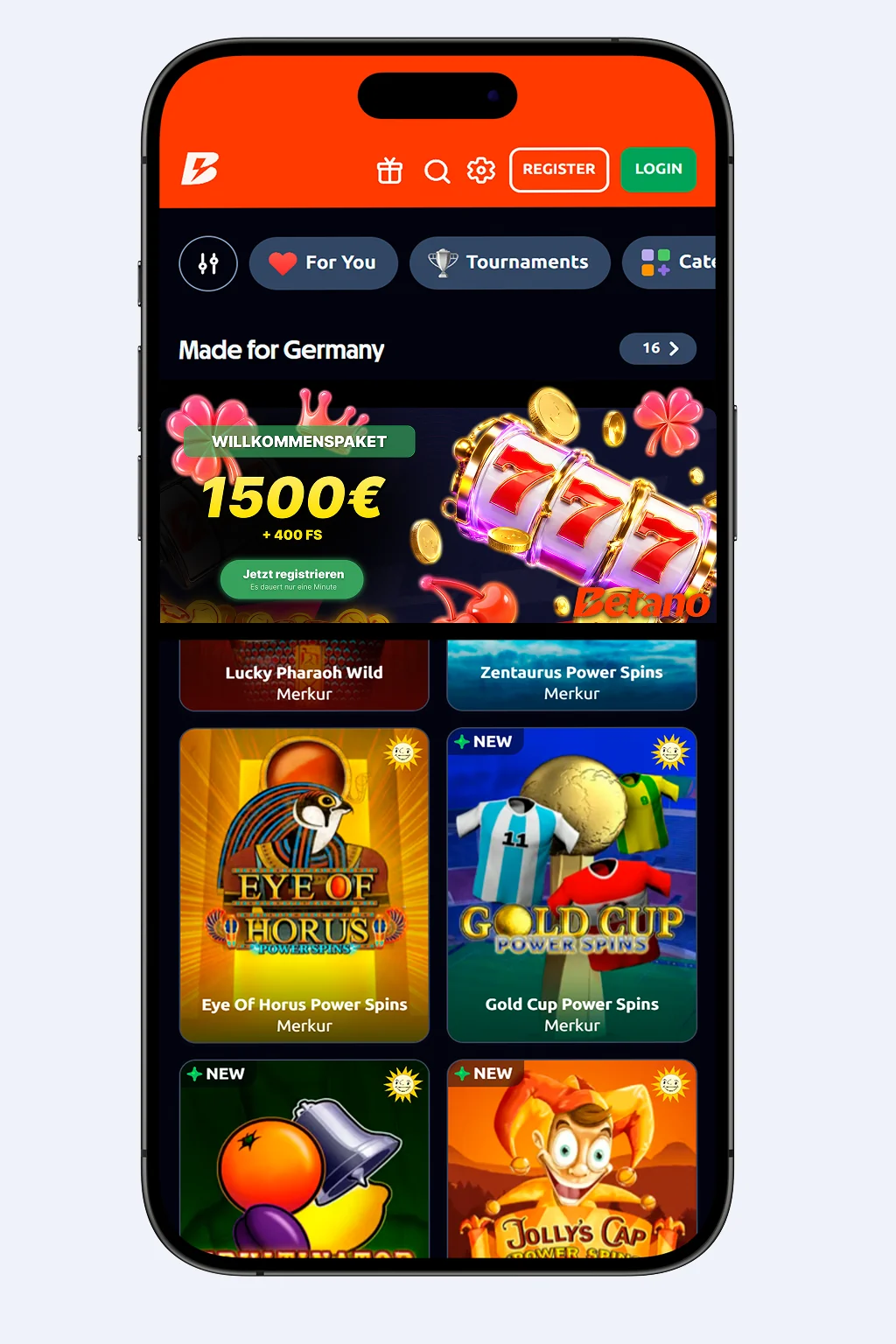 Betano Mobile Casino App auf dem Smartphone