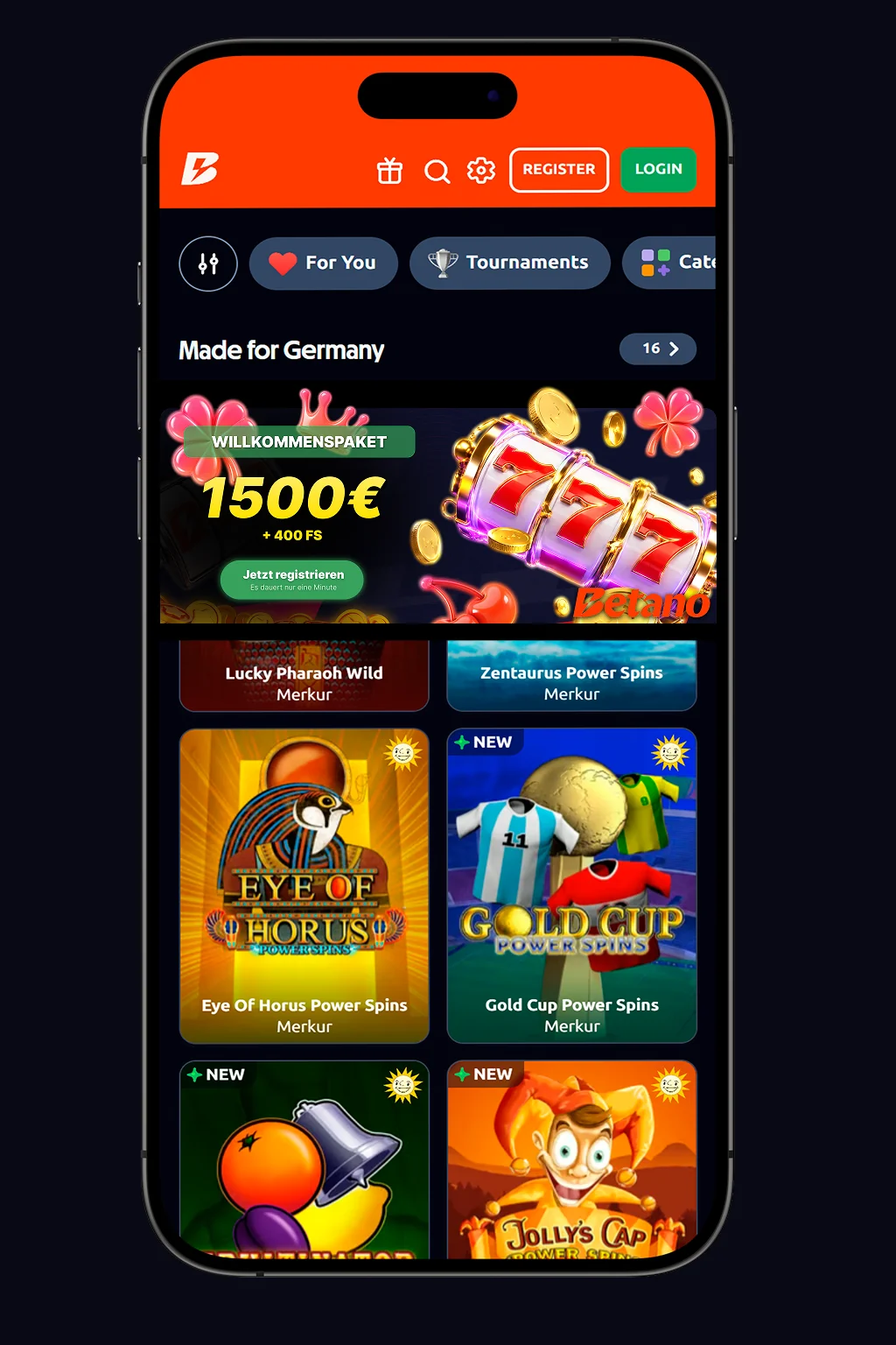 Betano Mobile Casino App auf dem Smartphone